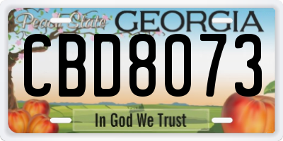 GA license plate CBD8073