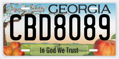 GA license plate CBD8089