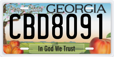 GA license plate CBD8091