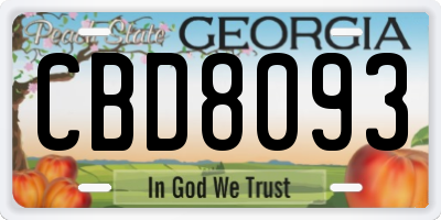 GA license plate CBD8093