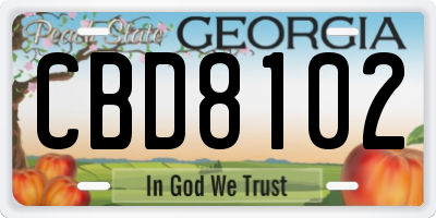 GA license plate CBD8102