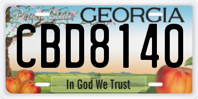 GA license plate CBD8140