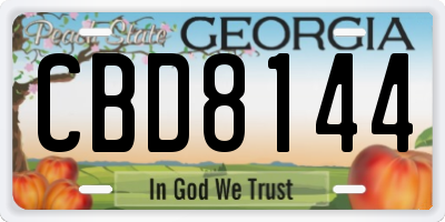 GA license plate CBD8144