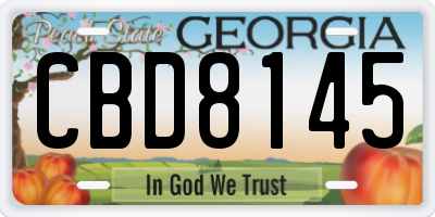 GA license plate CBD8145