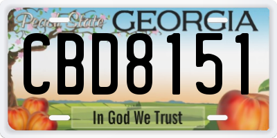 GA license plate CBD8151