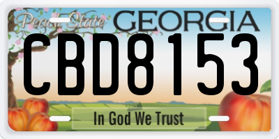 GA license plate CBD8153