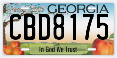 GA license plate CBD8175