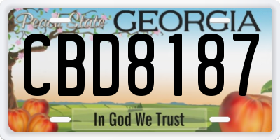 GA license plate CBD8187