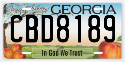 GA license plate CBD8189