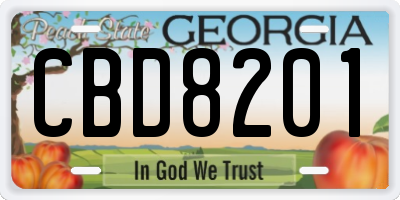 GA license plate CBD8201