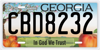 GA license plate CBD8232