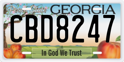 GA license plate CBD8247