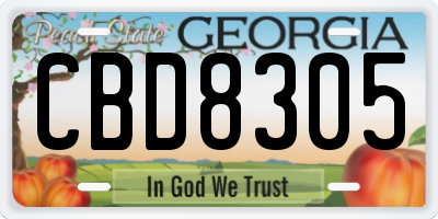GA license plate CBD8305