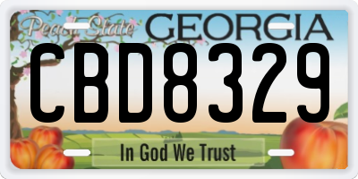 GA license plate CBD8329