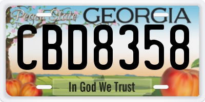 GA license plate CBD8358
