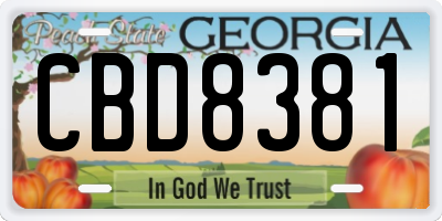 GA license plate CBD8381