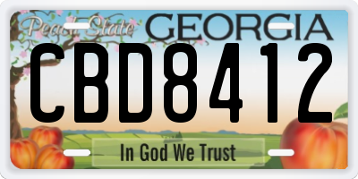 GA license plate CBD8412