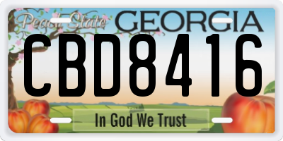 GA license plate CBD8416