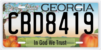 GA license plate CBD8419