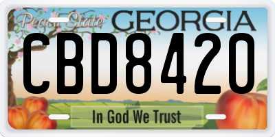 GA license plate CBD8420