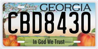 GA license plate CBD8430