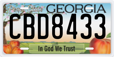 GA license plate CBD8433