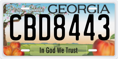 GA license plate CBD8443