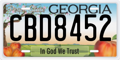GA license plate CBD8452