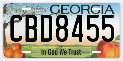 GA license plate CBD8455