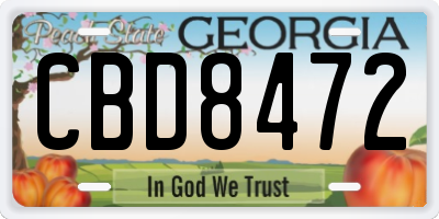GA license plate CBD8472
