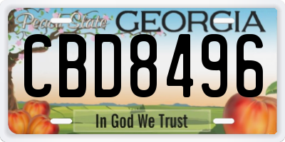 GA license plate CBD8496