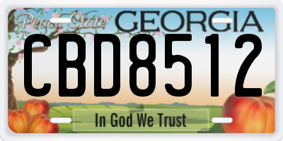 GA license plate CBD8512