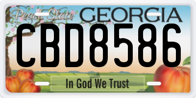 GA license plate CBD8586