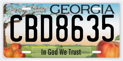 GA license plate CBD8635