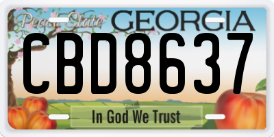 GA license plate CBD8637