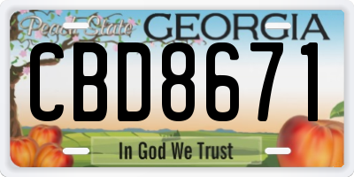 GA license plate CBD8671