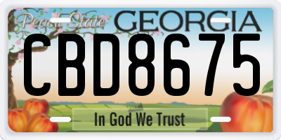 GA license plate CBD8675