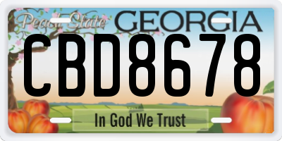 GA license plate CBD8678