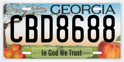 GA license plate CBD8688