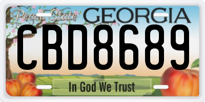 GA license plate CBD8689