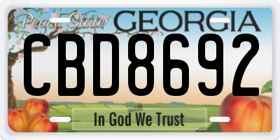 GA license plate CBD8692