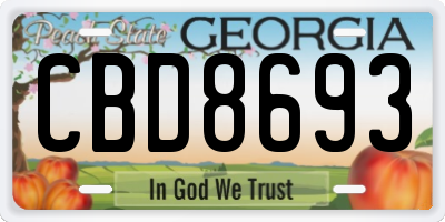 GA license plate CBD8693
