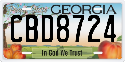 GA license plate CBD8724