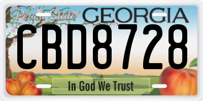 GA license plate CBD8728