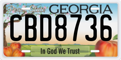 GA license plate CBD8736