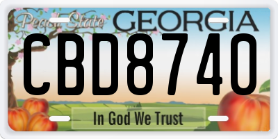 GA license plate CBD8740