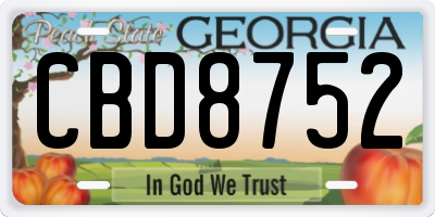 GA license plate CBD8752