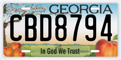 GA license plate CBD8794