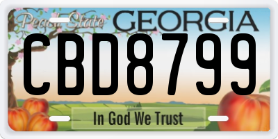 GA license plate CBD8799