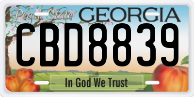 GA license plate CBD8839